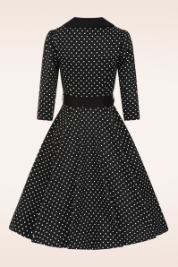 Hearts & Roses - Dotty Darling polkadot swing jurk in zwart 5