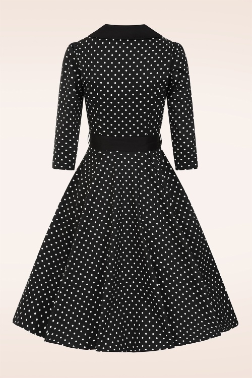 Hearts & Roses - Dotty Darling polkadot swing jurk in zwart 5