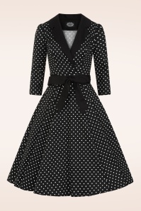 Hearts & Roses - Dotty Darling polkadot swing jurk in zwart 4