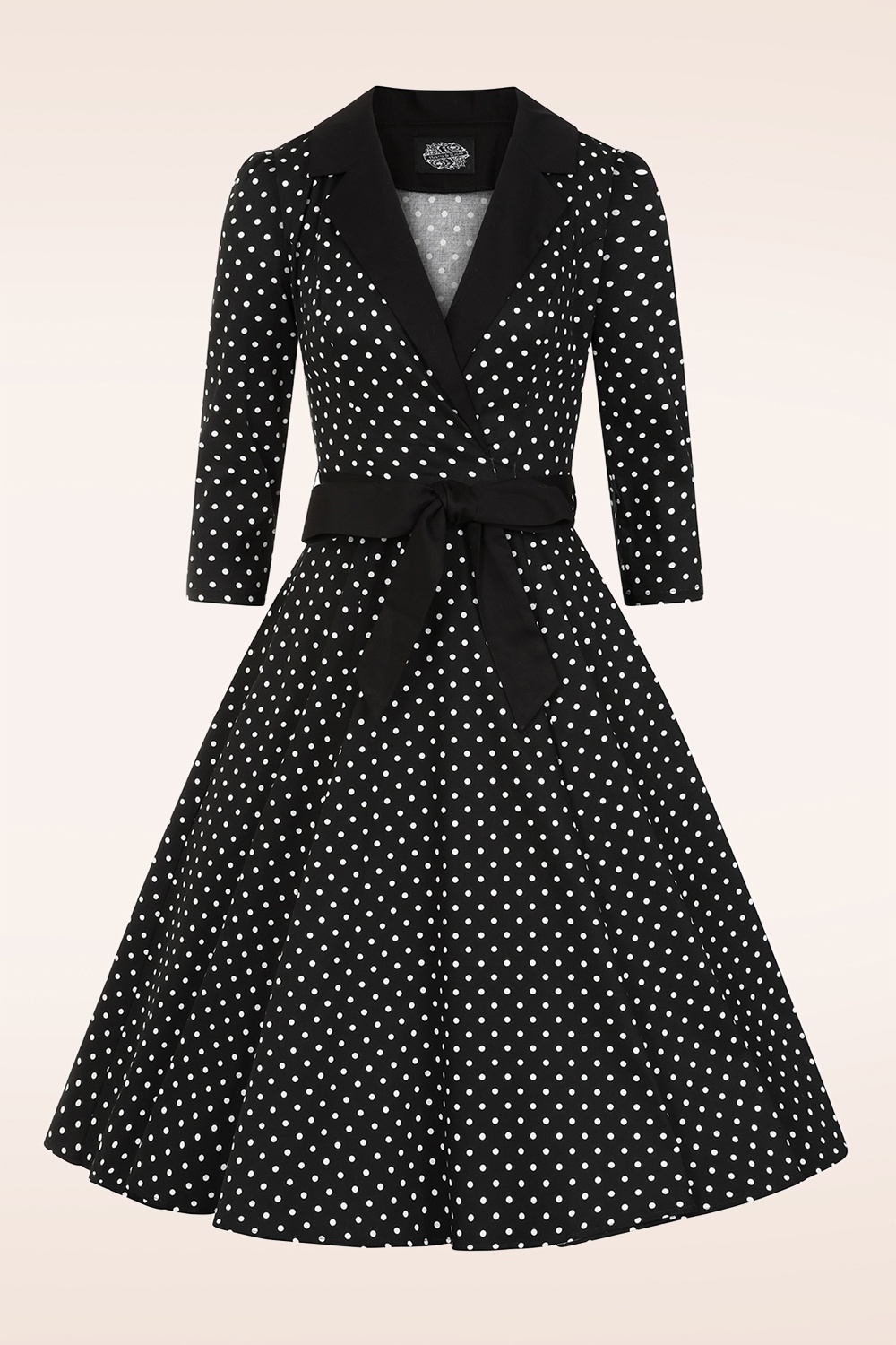 Hearts & Roses - Dotty Darling polkadot swing jurk in zwart 4