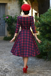 Hearts & Roses - Highland Harmony tartan swing jurk in rood en blauw 5