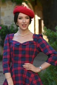 Hearts & Roses - Highland Harmony tartan swing jurk in rood en blauw 3
