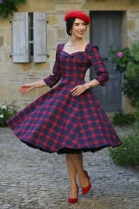 Hearts & Roses - Highland Harmony tartan swing jurk in rood en blauw