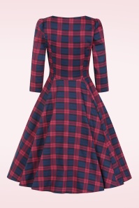 Hearts & Roses - Highland Harmony tartan swing jurk in rood en blauw 4