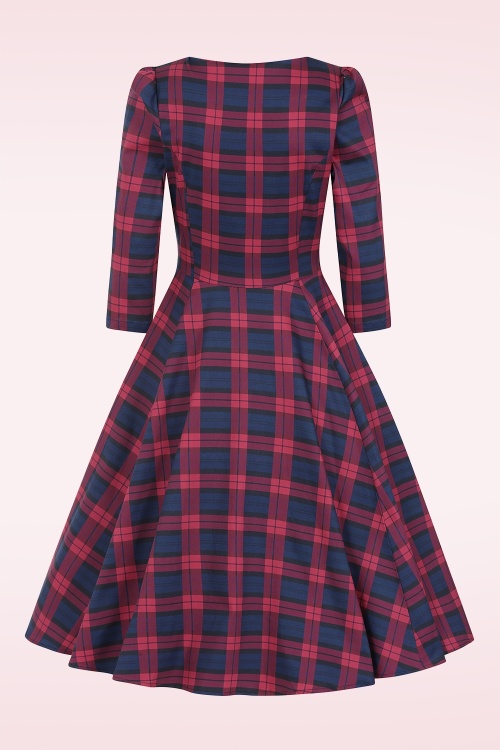 Hearts & Roses - Highland Harmony tartan swing jurk in rood en blauw 4