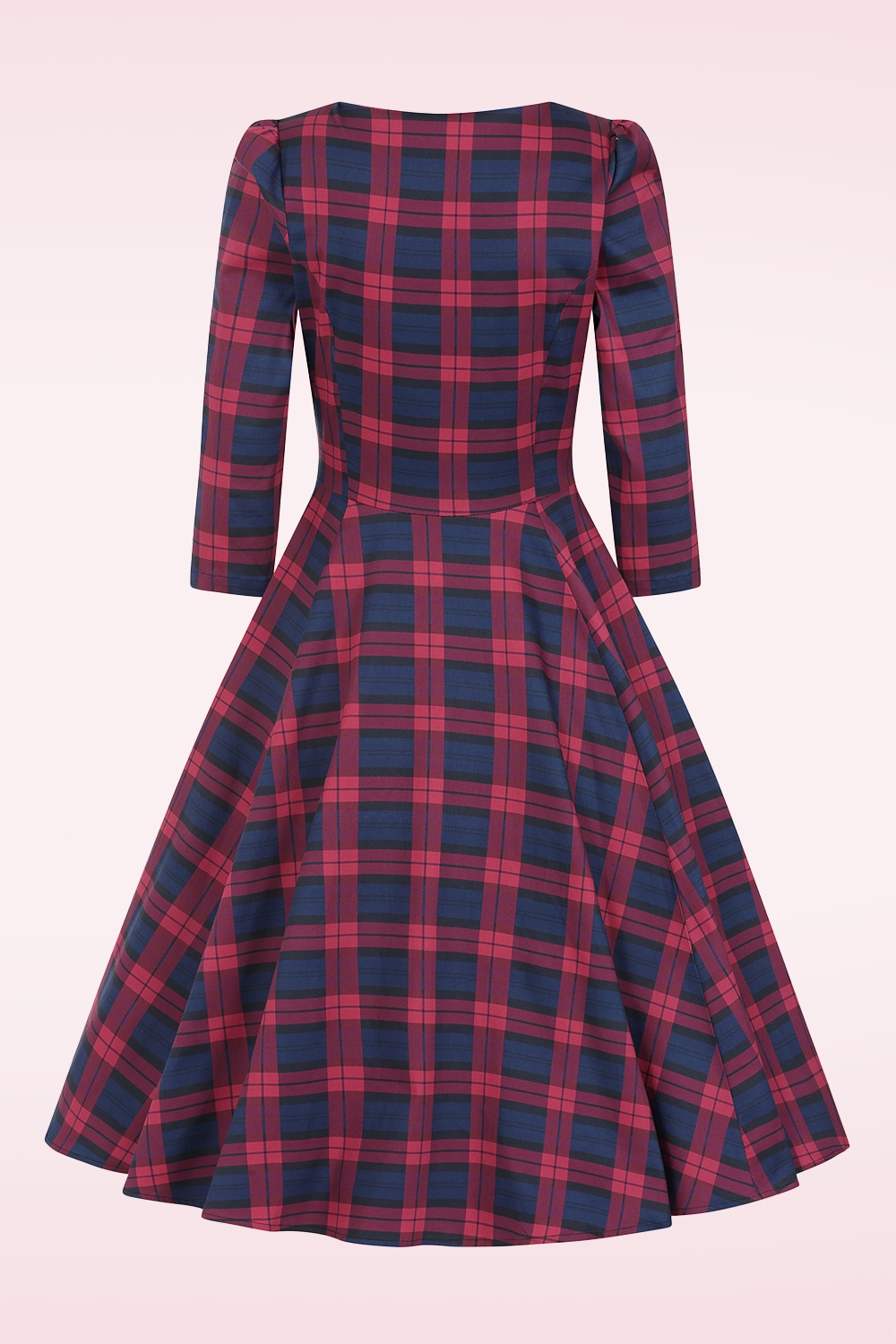 Hearts & Roses - Highland Harmony tartan swing jurk in rood en blauw 4