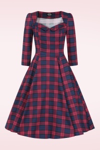 Hearts & Roses - Highland Harmony tartan swing jurk in rood en blauw 2