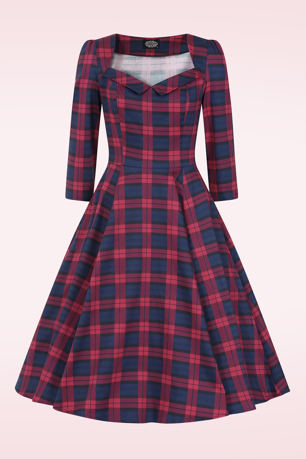 Hearts & Roses - Highland Harmony tartan swing jurk in rood en blauw 2