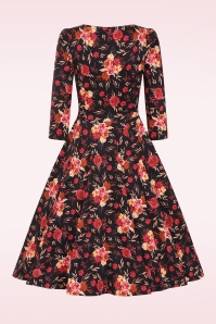 Hearts & Roses - Autumn Blooms swing jurk in zwart en multi 5