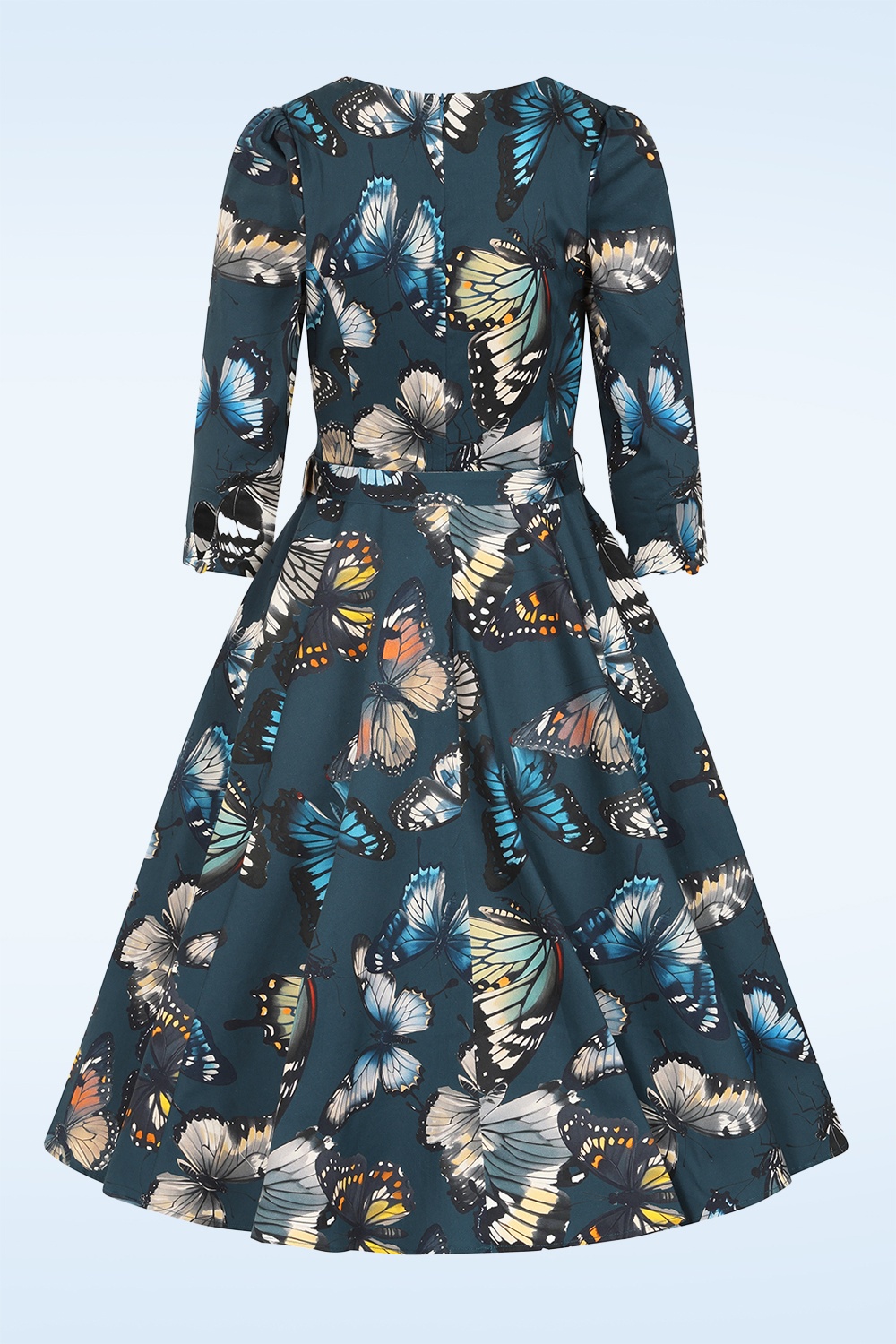 Hearts & Roses - Midnight Flutter swing jurk in petrolblauw 5