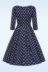 Hearts & Roses - Polka Charm swing jurk in marineblauw 5