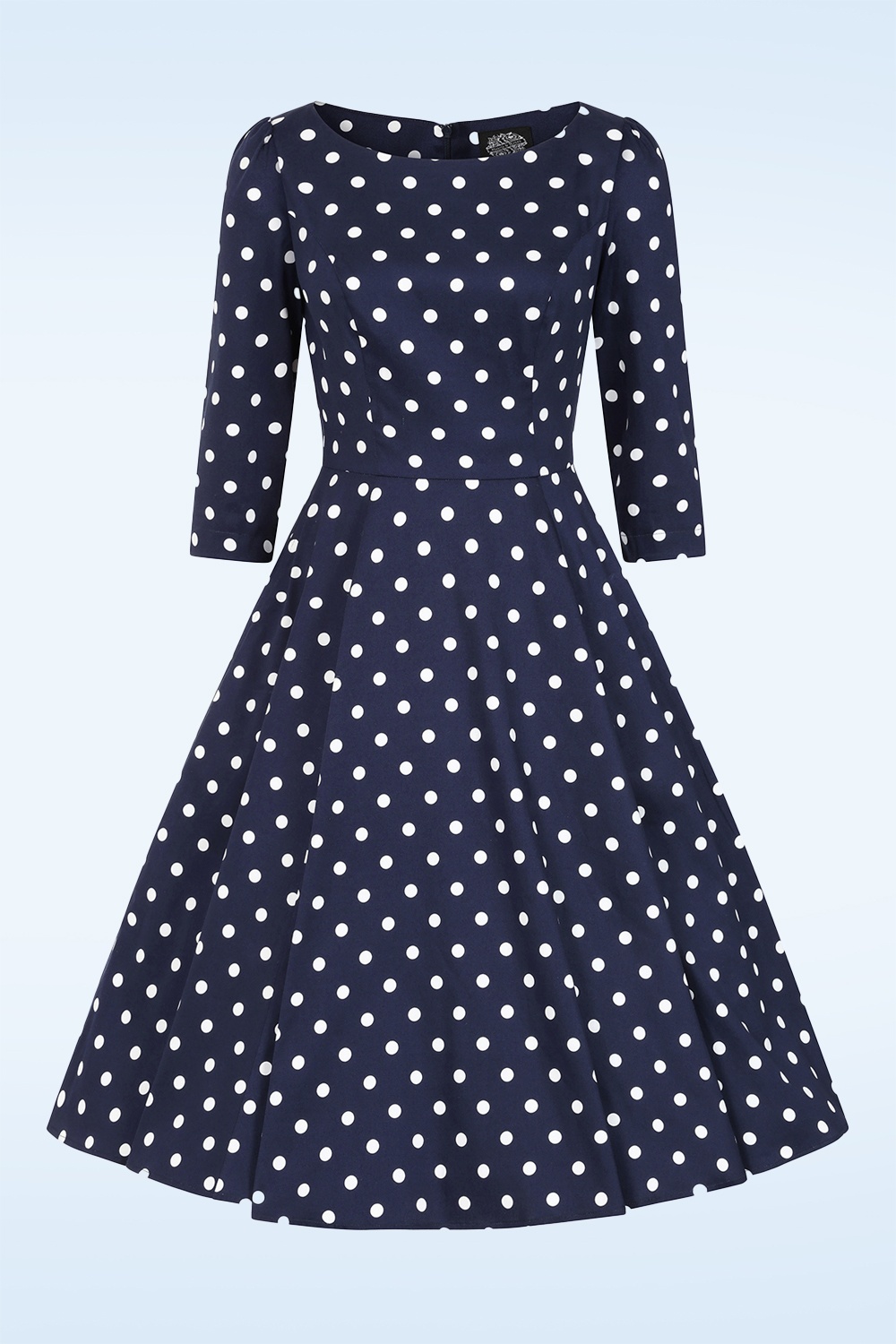 Hearts & Roses - Polka Charm swing jurk in marineblauw 3