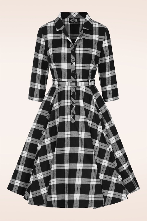 Hearts & Roses - Checkmate Charm swing jurk in zwart en wit 4