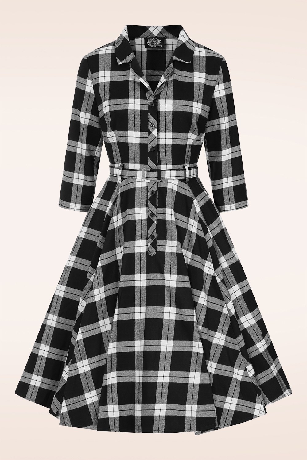 Hearts & Roses - Checkmate Charm swing jurk in zwart en wit 4