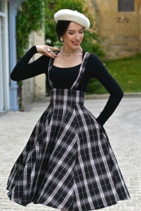 Hearts & Roses - Clara Tartan swing rok in zwart 2