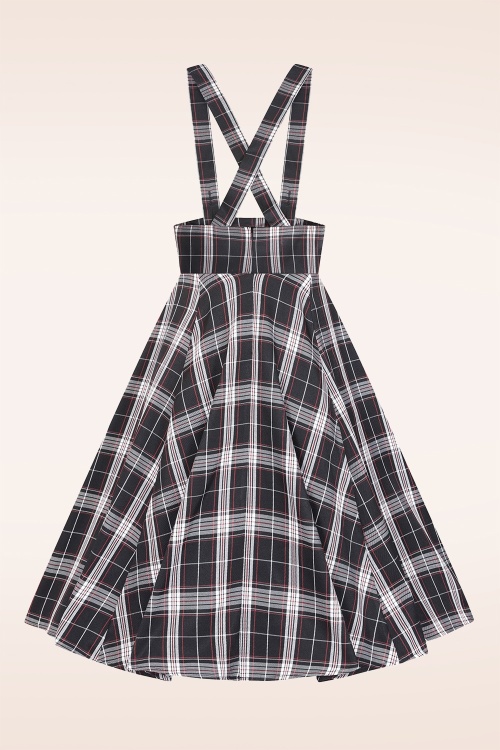 Hearts & Roses - Clara Tartan swing rok in zwart 4