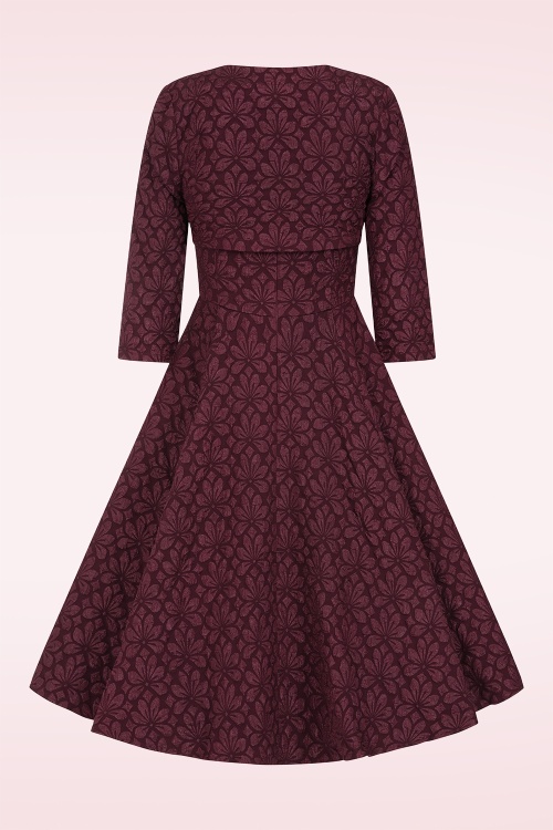 Hearts & Roses - Ramona swing jurk met bolero in bordeauxrood 7