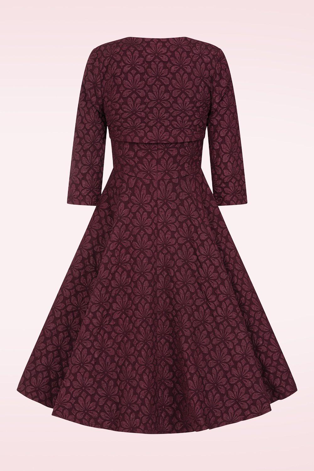 Hearts & Roses - Ramona swing jurk met bolero in bordeauxrood 7