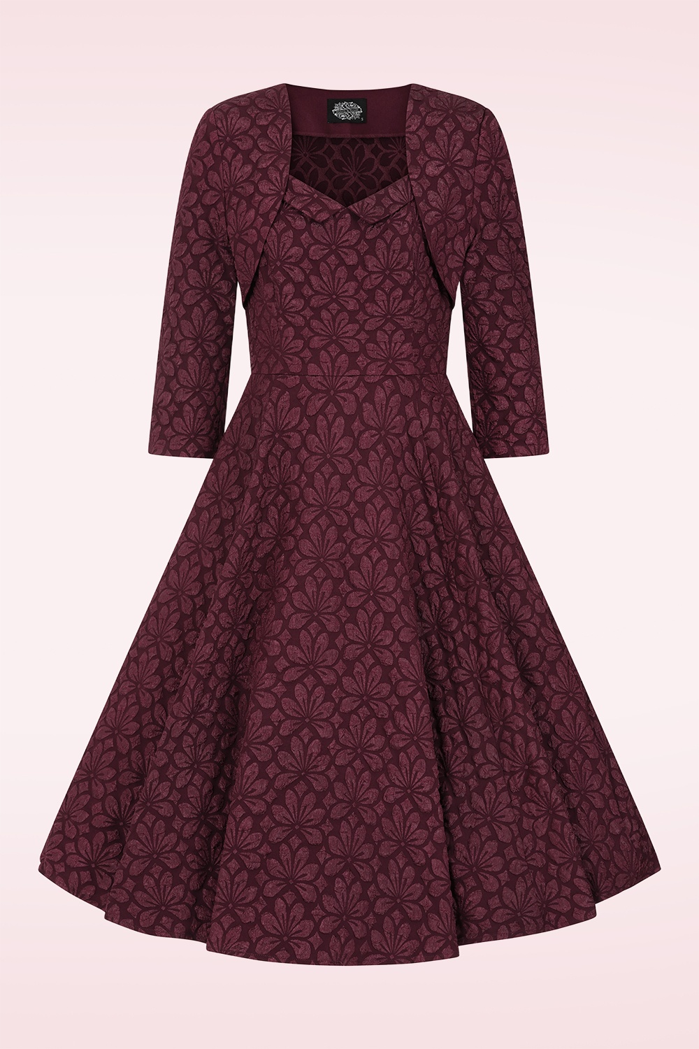 Hearts & Roses - Ramona swing jurk met bolero in bordeauxrood 5