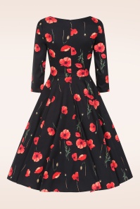 Hearts & Roses - Lady Poppy swing jurk in zwart en rood 6