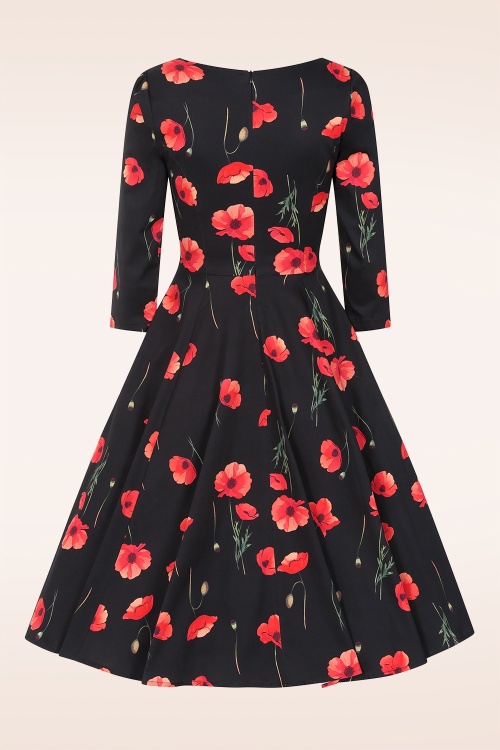 Hearts & Roses - Lady Poppy swing jurk in zwart en rood 6