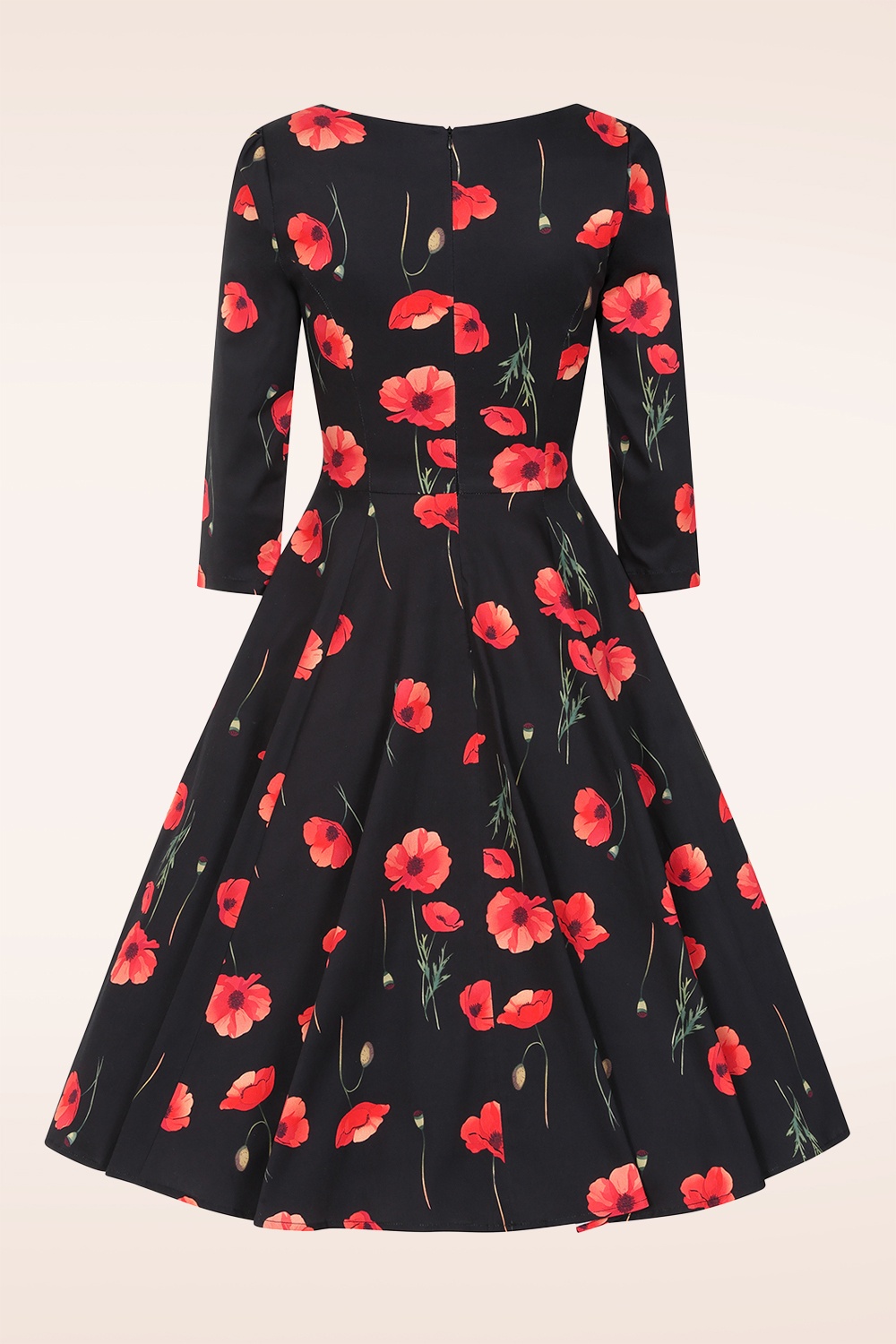 Hearts & Roses - Lady Poppy swing jurk in zwart en rood 6