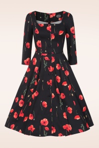 Hearts & Roses - Lady Poppy swing jurk in zwart en rood 5