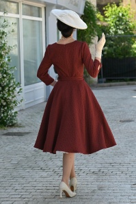 Hearts & Roses - Rustic Romance swing jurk in donker terracotta  4