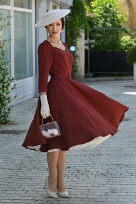 Hearts & Roses - Rustic Romance swing jurk in donker terracotta 