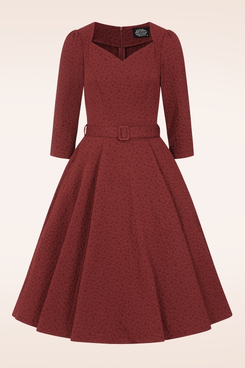 Hearts & Roses - Rustic Romance swing jurk in donker terracotta  5