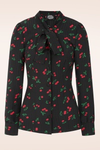 Hearts & Roses - Cherry Kiss blouse in zwart 4