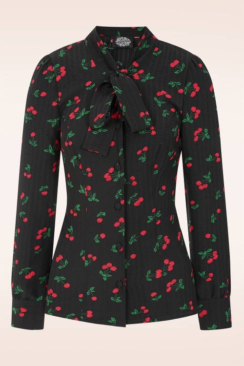 Hearts & Roses - Cherry Kiss blouse in zwart 4