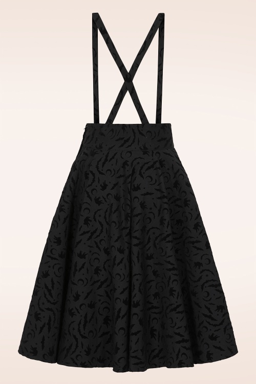 Banned Retro - Witching Hour swing rok met bretels in zwart 2