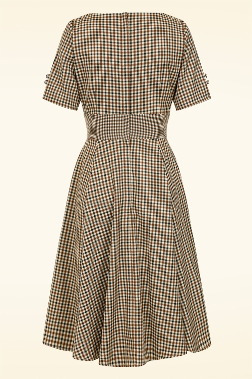 Banned Retro - Check Me Darling swing jurk in beige 2