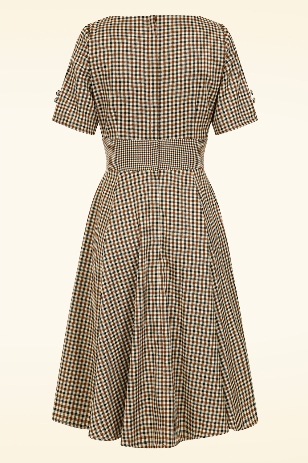 Banned Retro - Check Me Darling swing jurk in beige 2