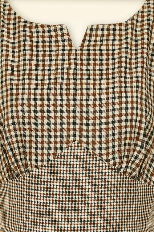 Banned Retro - Check Me Darling swing jurk in beige 3