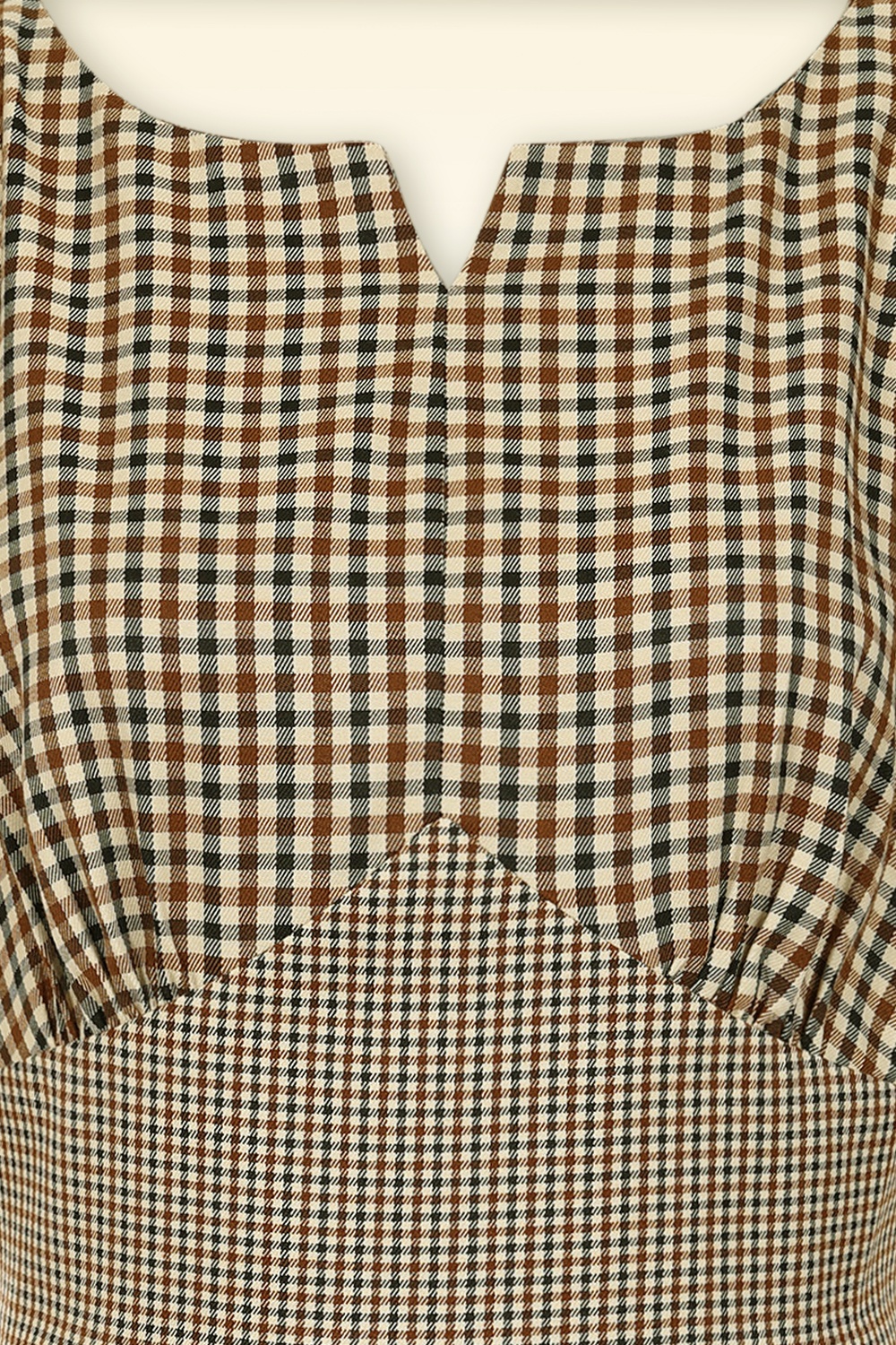 Banned Retro - Check Me Darling swing jurk in beige 3