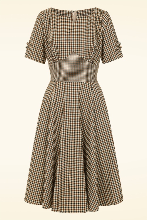 Banned Retro - Check Me Darling swing jurk in beige