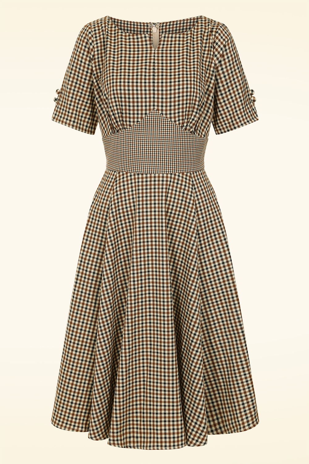 Banned Retro - Check Me Darling swing jurk in beige