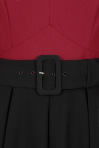 Glamour Bunny Business Babe - Dianne swing jurk in rood en zwart 3