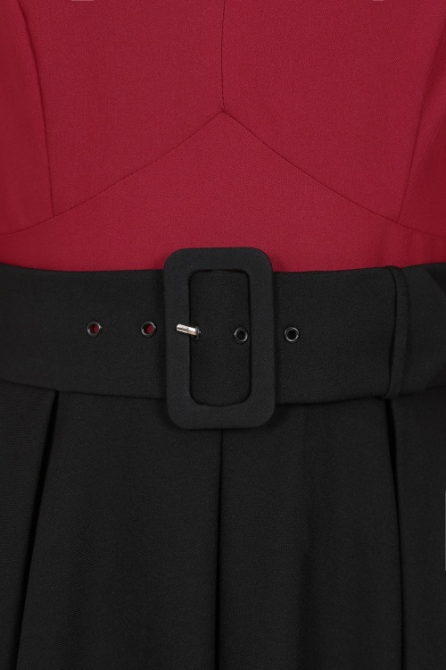 Glamour Bunny Business Babe - Dianne swing jurk in rood en zwart 3