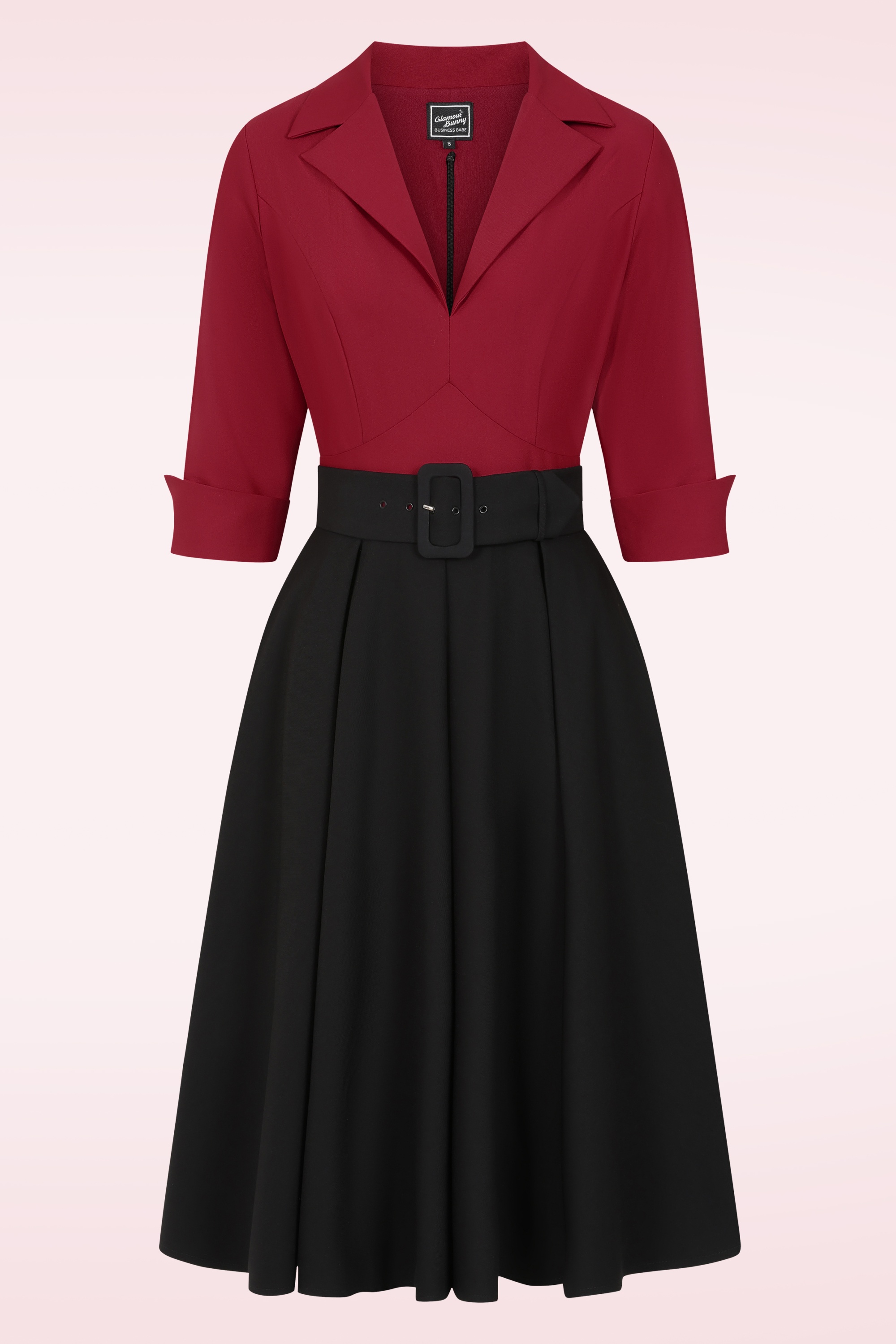 Glamour Bunny Business Babe - Dianne swing jurk in rood en zwart 2