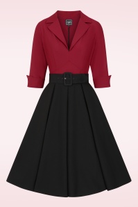 Glamour Bunny Business Babe - Dianne swing jurk in rood en zwart 4