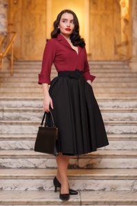 Glamour Bunny Business Babe - Dianne swing jurk in rood en zwart