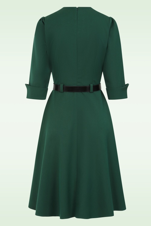 Glamour Bunny Business Babe - Miller A-lijn jurk in donkergroen 4