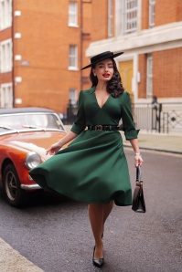 Glamour Bunny Business Babe - Miller A-lijn jurk in donkergroen 5