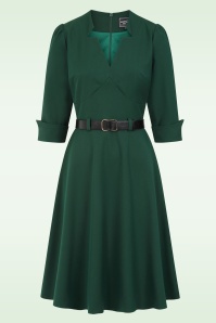 Glamour Bunny Business Babe - Miller A-lijn jurk in donkergroen 2
