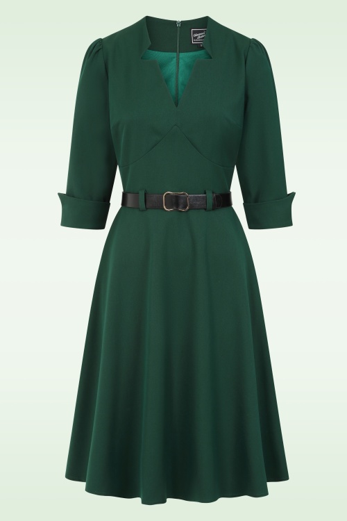 Glamour Bunny Business Babe - Miller A-lijn jurk in donkergroen 2