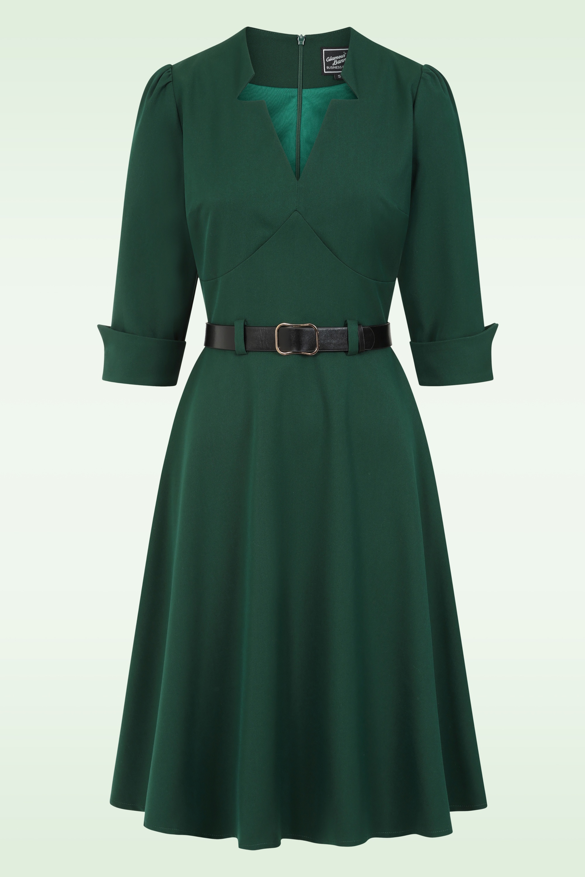 Glamour Bunny Business Babe - Miller A-lijn jurk in donkergroen 2