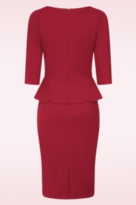 Glamour Bunny Business Babe - Donna Shift Travel jurk in bordeauxrood 4